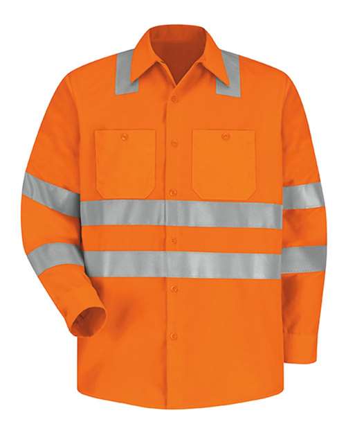 Red Kap Men's High Visibility Safety Long Sleeve Work Shirt - SS14HV