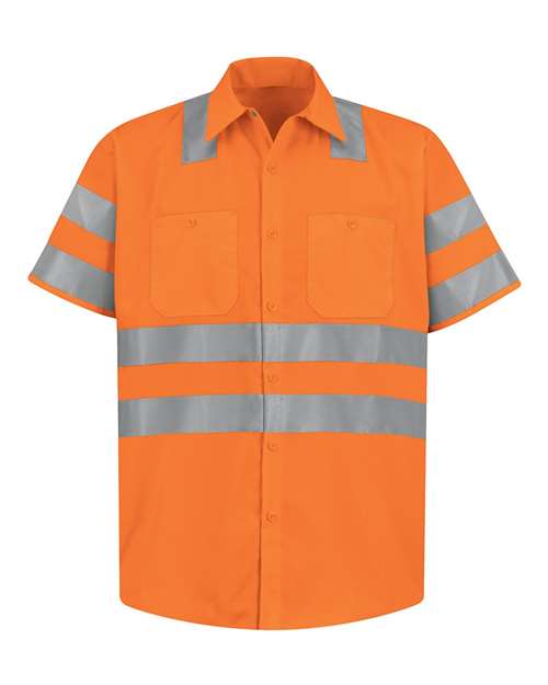 Red Kap Men's High Visibility Safety Short Sleeve Work Shirt - SS24HV