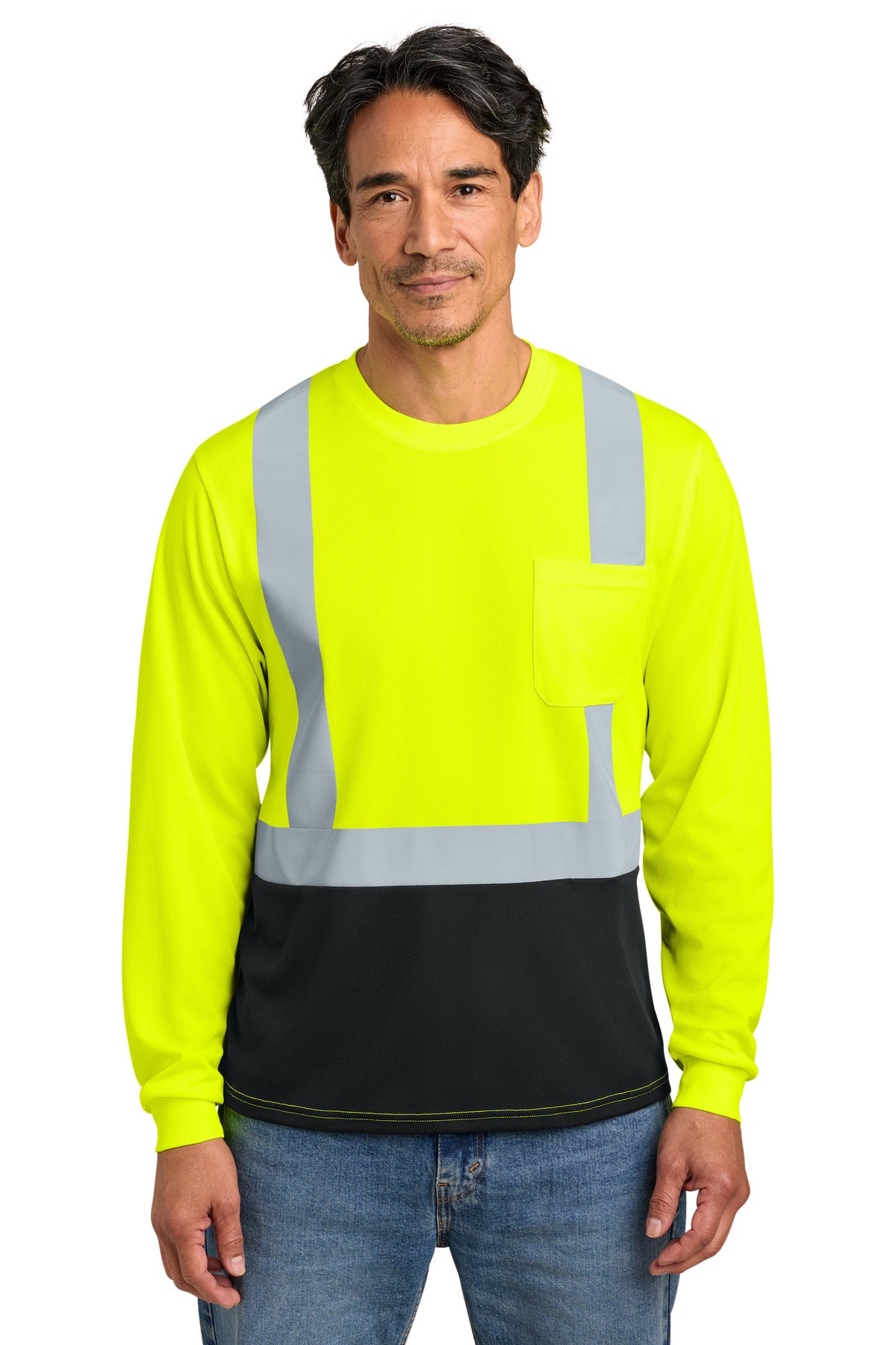 CornerStone ANSI 107 Class 2 Long Sleeve Mesh Blocked Tee CS207