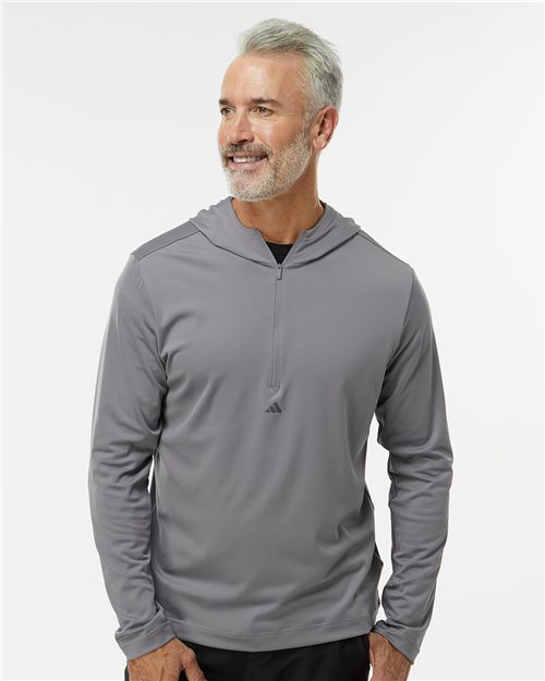 Adidas Men's Lightweight Quarter-Zip Hooded Pullover - A596