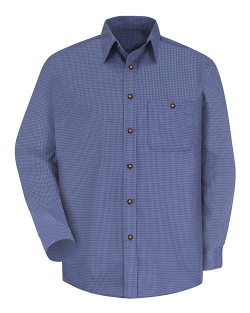 Red Kap Men's Mini-Plaid Uniform Long Sleeve Shirt - SP74
