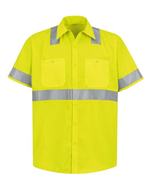 Red Kap Men's High Visibility Safety Short Sleeve Work Shirt - SS24HV