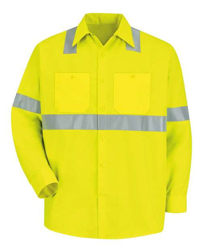 Red Kap Men's High Visibility Safety Long Sleeve Work Shirt - SS14HV