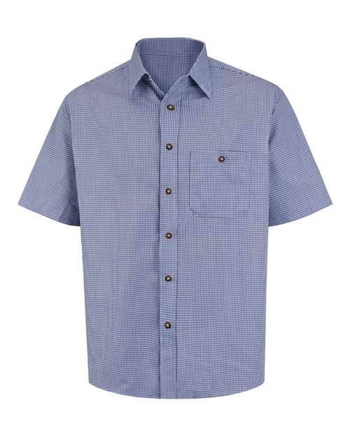 Red Kap Men's Mini-Plaid Uniform Short Sleeve Shirt - SP84