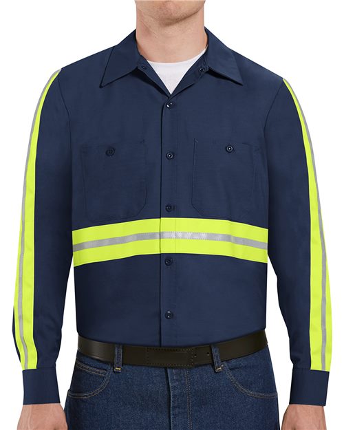 Red Kap Men's Industrial Enhanced-Visibility Long Sleeve Work Shirt - SP14E