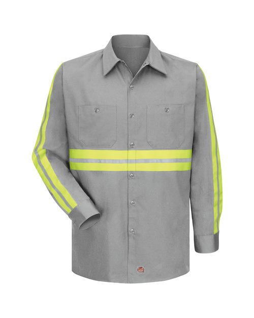 Red Kap Men's Enhanced Visibility Long Sleeve Cotton Work Shirt - SC30E