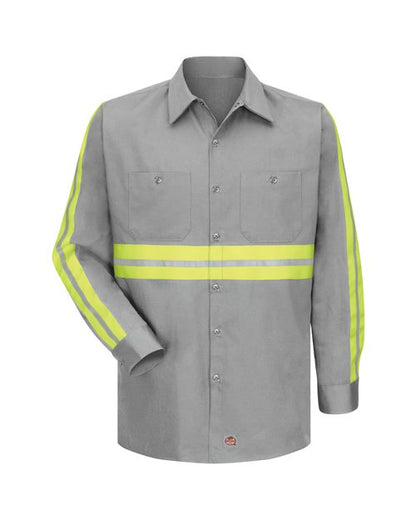 Red Kap Men's Enhanced Visibility Long Sleeve Cotton Work Shirt - SC30E