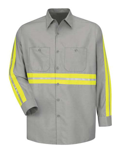 Red Kap Men's Industrial Enhanced-Visibility Long Sleeve Work Shirt - SP14E