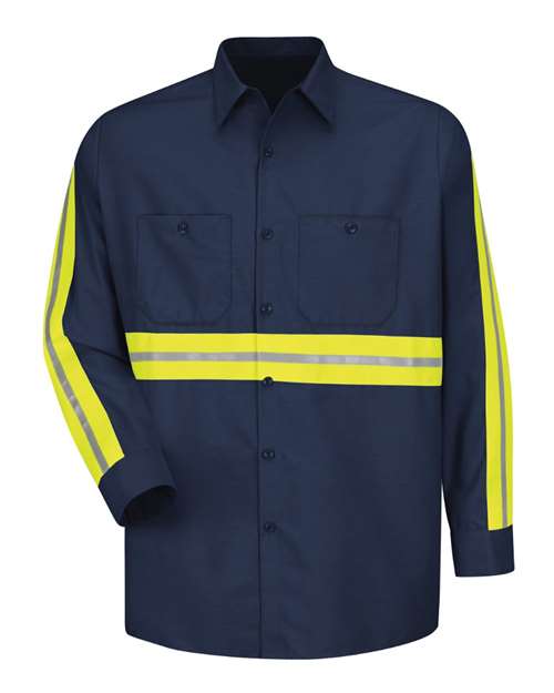 Red Kap Men's Industrial Enhanced-Visibility Long Sleeve Work Shirt - SP14E