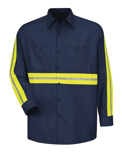 Red Kap Men's Industrial Enhanced-Visibility Long Sleeve Work Shirt - SP14E