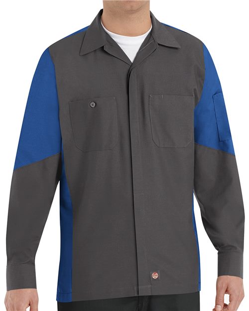 Red Kap Men's Tall Long Sleeve Automotive Crew Shirt - SY10T