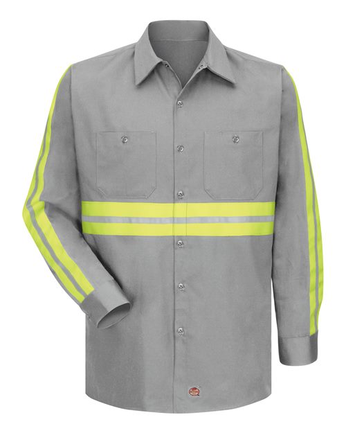 Red Kap Men's Enhanced Visibility Long Sleeve Cotton Work Shirt - SC30E