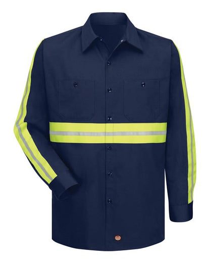 Red Kap Men's Enhanced Visibility Long Sleeve Cotton Work Shirt - SC30E