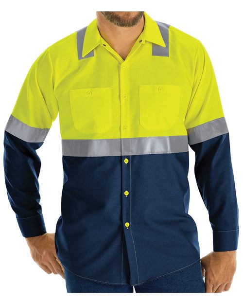 Red Kap Men's Enhanced & Hi-Visibility Long Sleeve Work Shirt - SY14