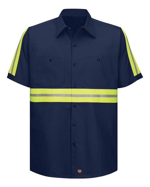 Red Kap Men's Enhanced Visibility Short Sleeve Cotton Work Shirt - SC40E