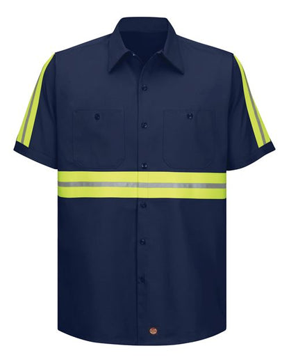 Red Kap Men's Enhanced Visibility Short Sleeve Cotton Work Shirt - SC40E