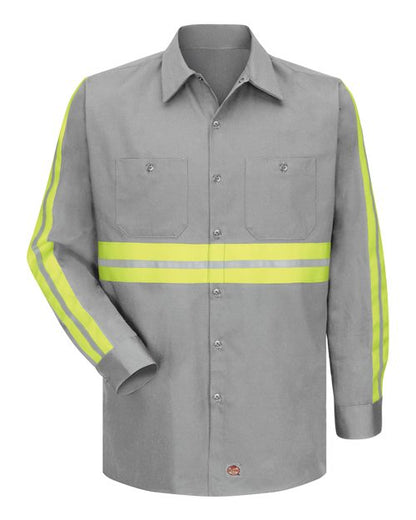 Red Kap Men's Tall Enhanced Visibility Long Sleeve Cotton Work Shirt - SC30ET