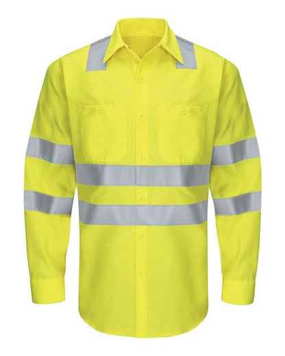 Red Kap Men's Tall Enhanced & Hi-Visibility Long Sleeve Work Shirt - SY14T