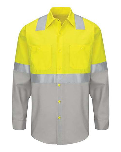 Red Kap Men's Tall Enhanced & Hi-Visibility Long Sleeve Work Shirt - SY14T
