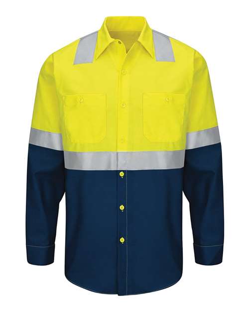 Red Kap Men's Tall Enhanced & Hi-Visibility Long Sleeve Work Shirt - SY14T