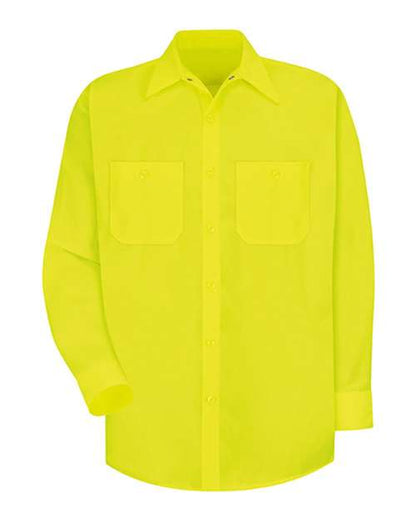Red Kap Men's Tall Enhanced Visibility Long Sleeve Work Shirt - SS14T