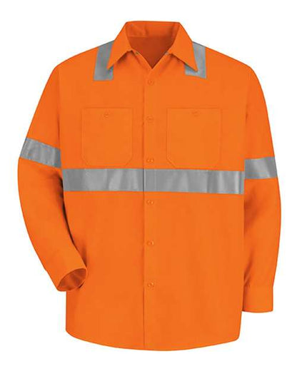 Red Kap Men's High Visibility Safety Long Sleeve Work Shirt - SS14HV