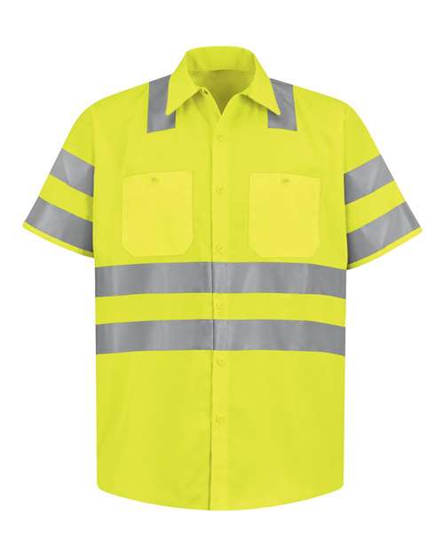Red Kap Men's Tall High Visibility Safety Short Sleeve Work Shirt - SS24HVT