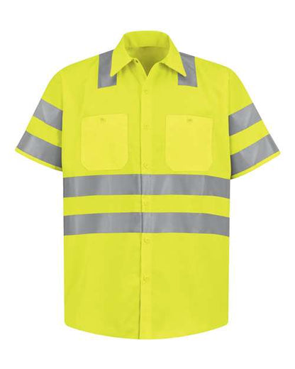 Red Kap Men's Tall High Visibility Safety Short Sleeve Work Shirt - SS24HVT