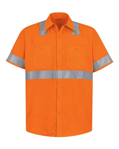 Red Kap Men's High Visibility Safety Short Sleeve Work Shirt - SS24HV