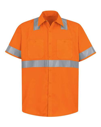 Red Kap Men's High Visibility Safety Short Sleeve Work Shirt - SS24HV