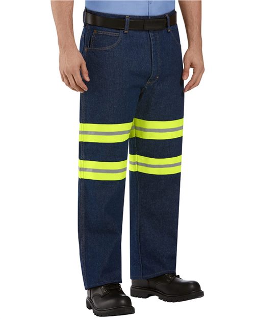 Red Kap Men's Enhanced Visibility Relaxed Fit Jeans - PD60ED