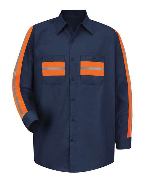 Red Kap Men's Tall Industrial Enhanced-Visibility Long Sleeve Work Shirt - SP14ET