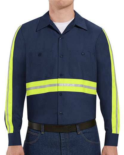 Red Kap Men's Tall Industrial Enhanced-Visibility Long Sleeve Work Shirt - SP14ET