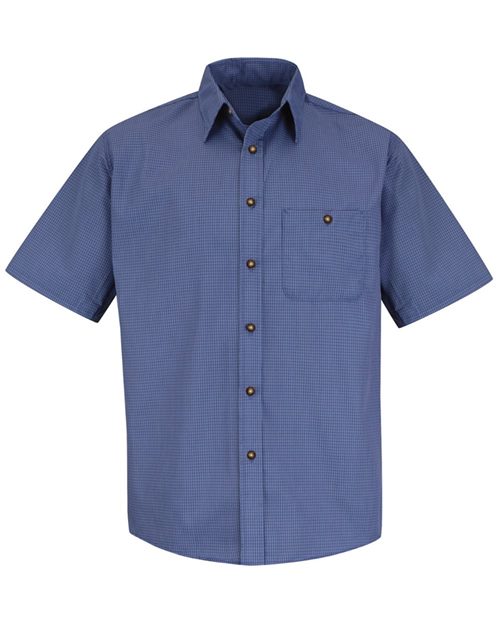 Red Kap Men's Tall Mini-Plaid Uniform Short Sleeve Shirt - SP84T