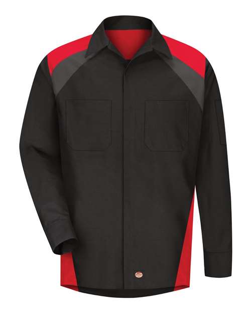 Red Kap Men's Tall Long Sleeve Tri-Color Shop Shirt - SY18T