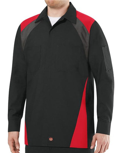Red Kap Men's Long Sleeve Tri-Color Shop Shirt - SY18