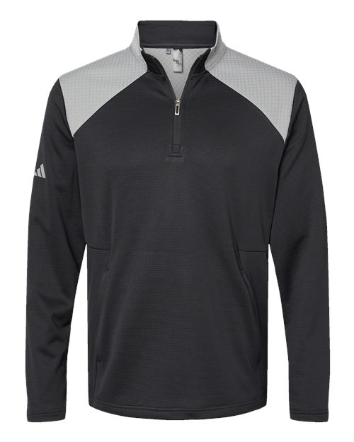 Adidas Men's Textured Mixed Media Quarter-Zip Pullover - A532