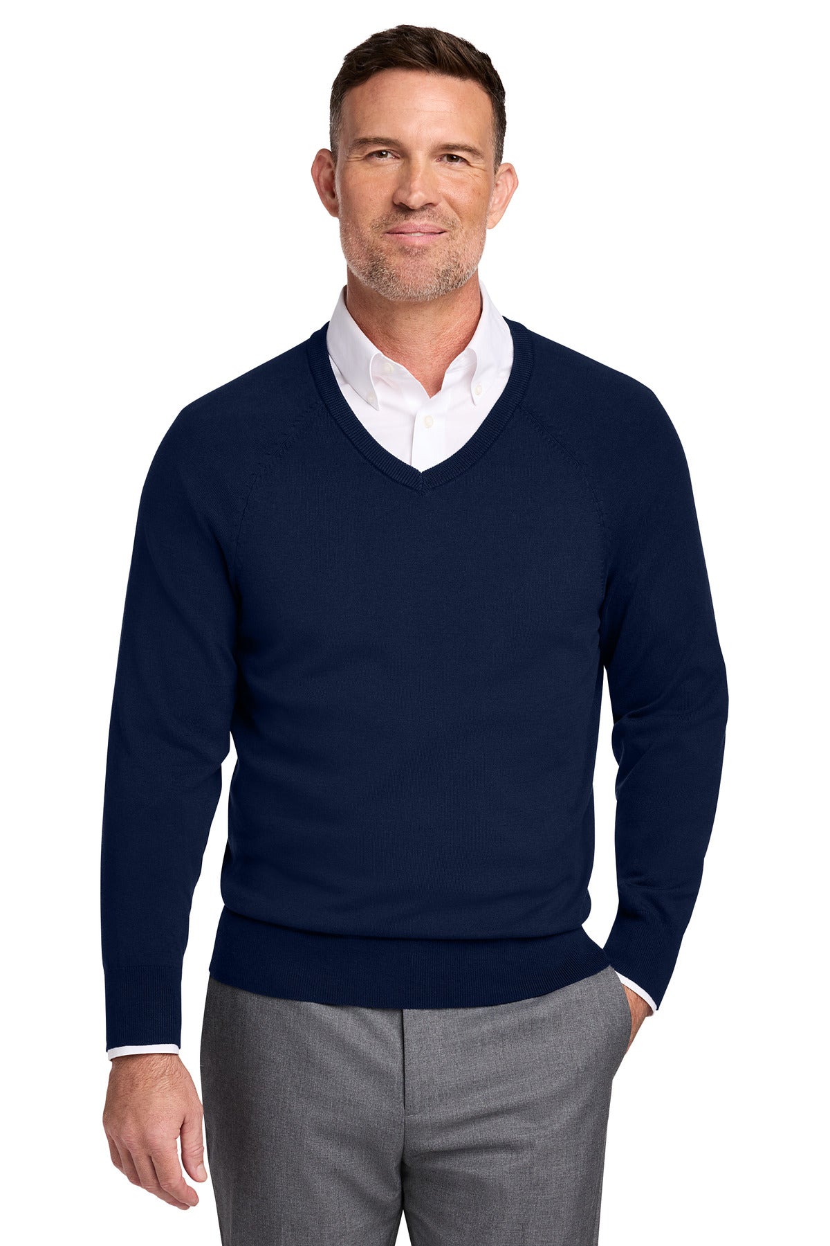 Brooks Brothers Cotton Stretch V-Neck Sweater BB18400