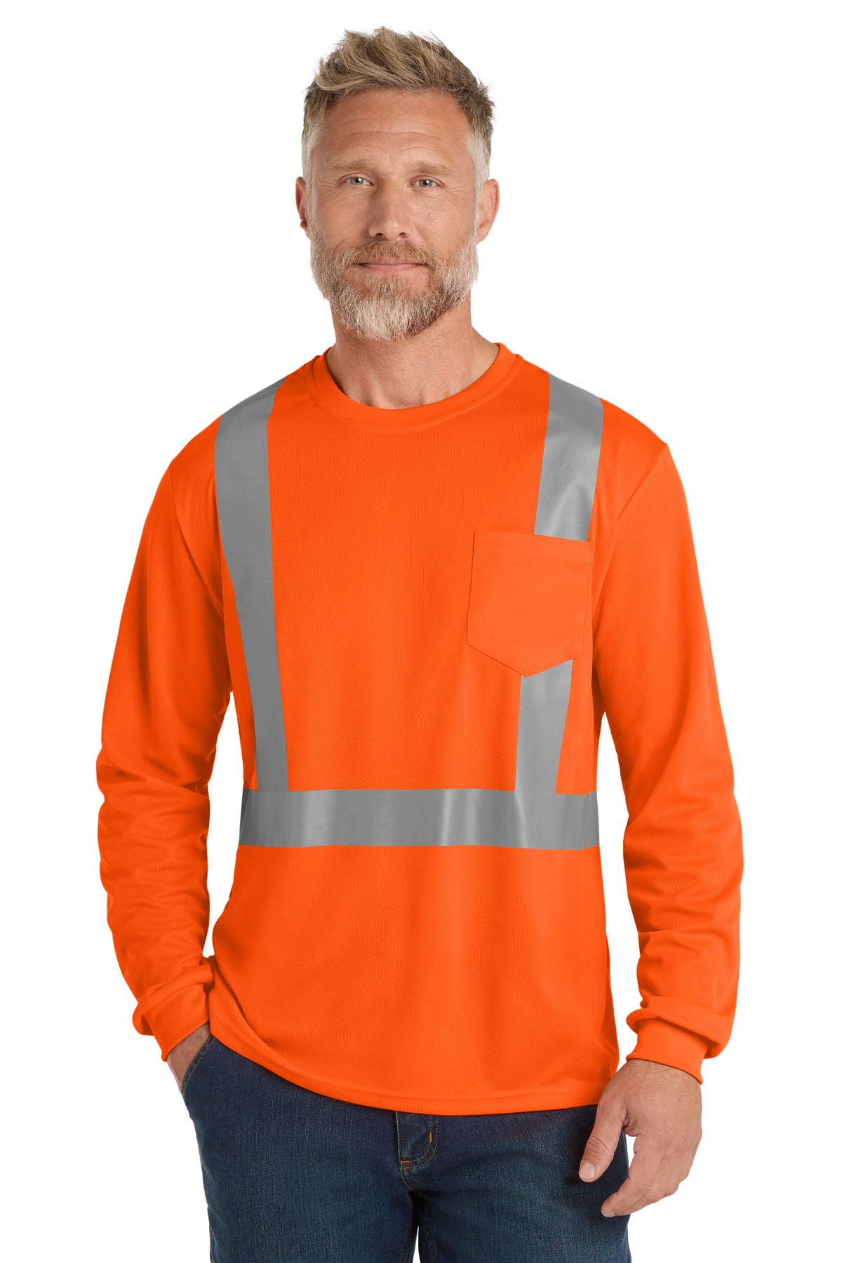 CornerStone  ANSI 107 Class 2 Mesh Long Sleeve Tee. CS201