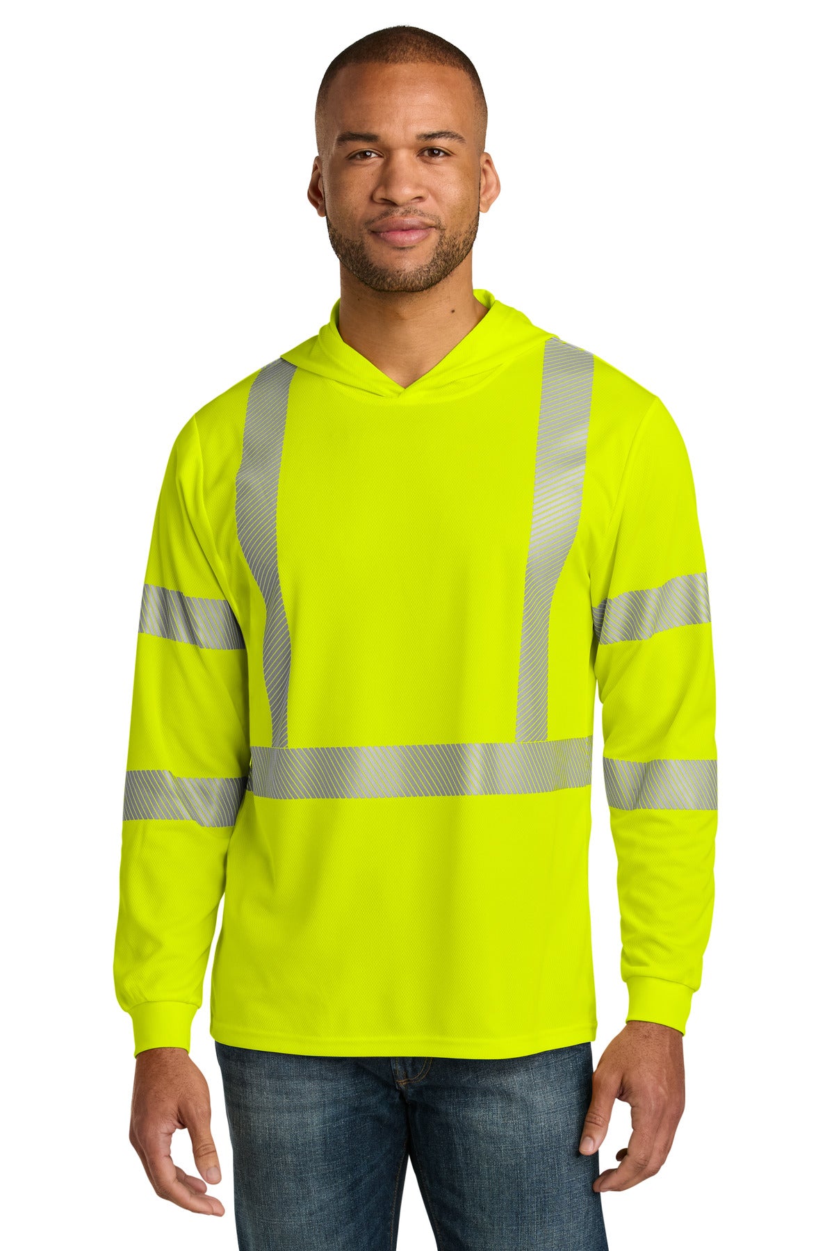CornerStone ANSI 107 Class 3 Long Sleeve Segmented Tape Hooded Tee CS208