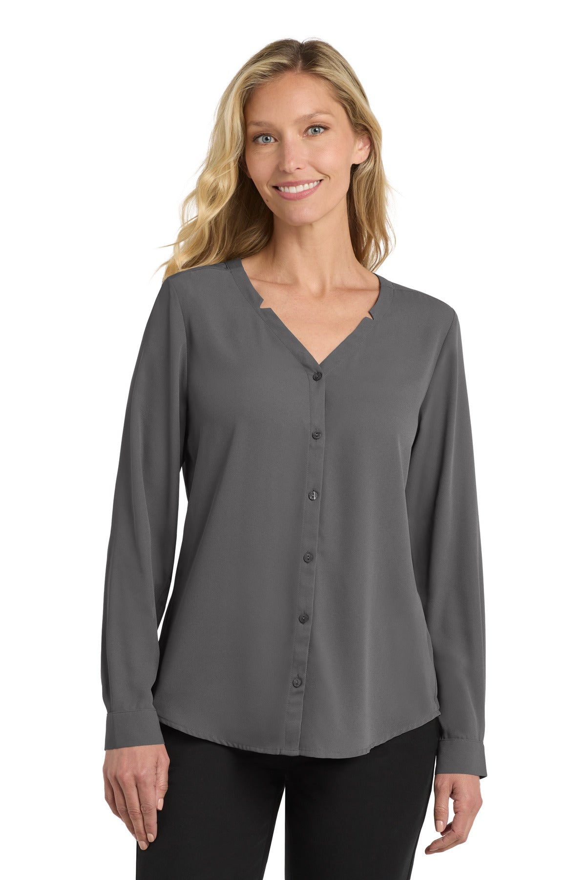 Port Authority Women's Long Sleeve Button-Front Blouse. LW700