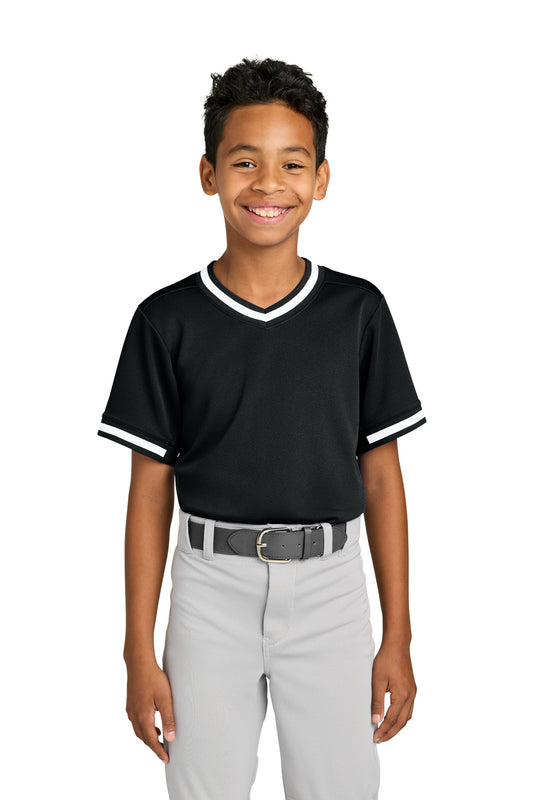 Sport-Tek Youth Tough Mesh V-Neck Baseball Jersey YST221